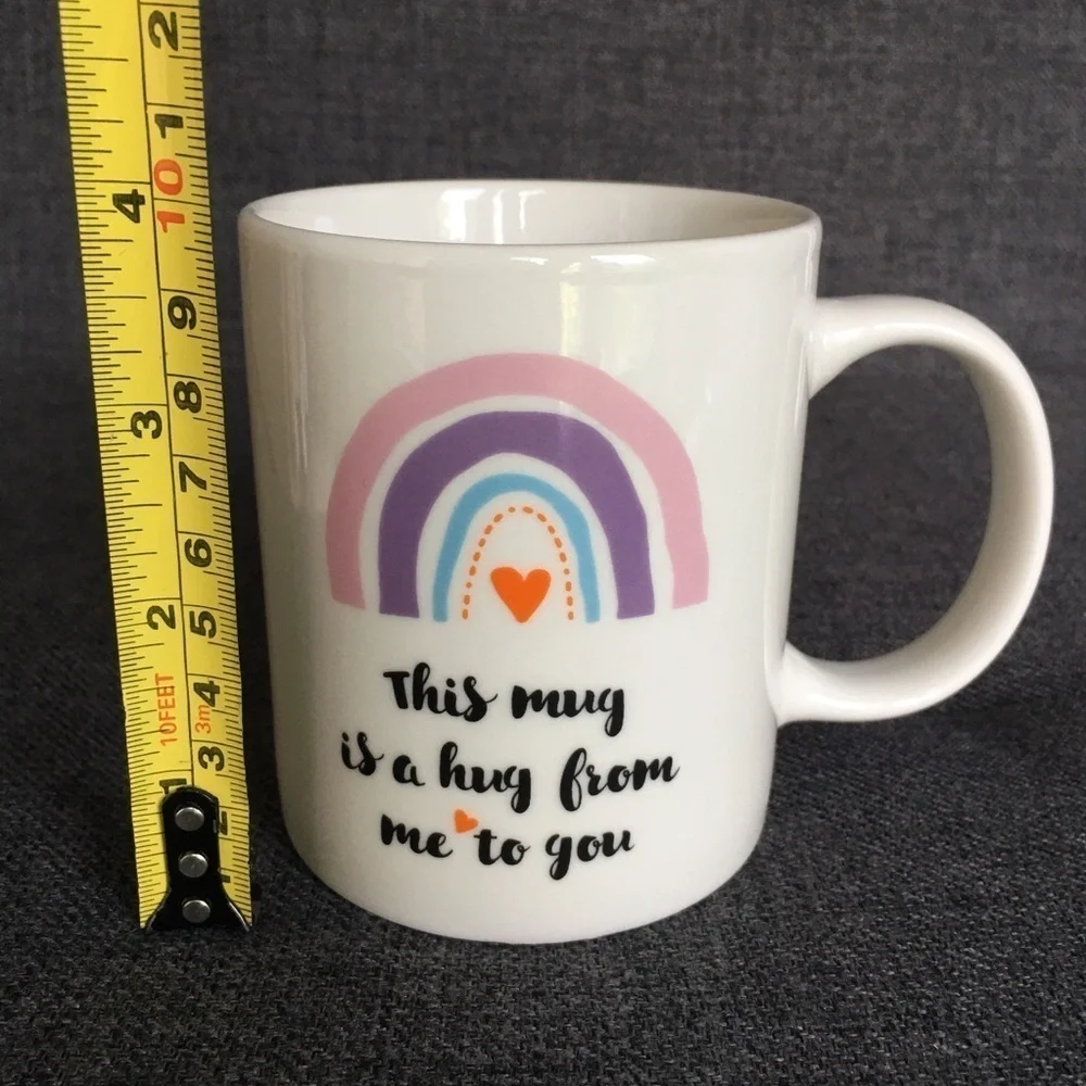 “This mug is a hug from me to you,” Coffee Mug, Ivory, Cream, 11 oz